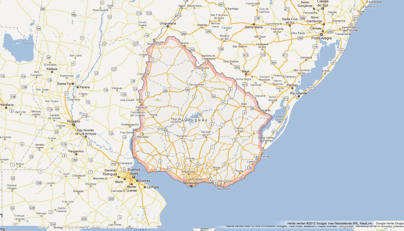 carte du Uruguay